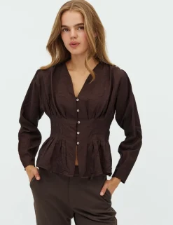 dahrling D'ahrling Dalsie Bluse - Mørkebrun Dark Brown Outlet