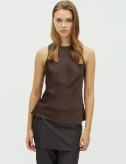 dahrling D'ahrling Kelina Heavy Satin Top - Mørkebrun Dark Brown Sale