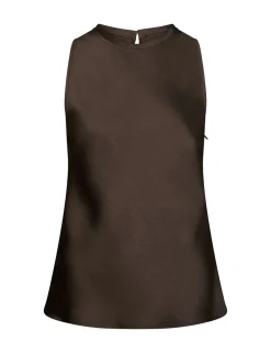 dahrling D'ahrling Kelina Heavy Satin Top - Mørkebrun Dark Brown Sale