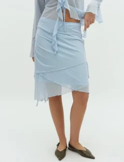 dahrling D'ahrling Laffron Asymmetric Mesh Nederdel - Lyseblå light blue