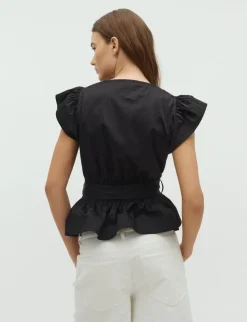 dahrling D'ahrling Malia Cotton Satin Top - Sort black New