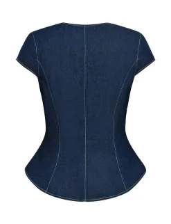 frakment Minea SS-F Top - Mørkeblå Dark Blue Outlet