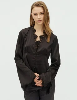 frakment Saibea LS-F Bluse - Sort black Outlet