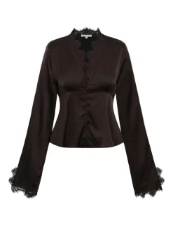 frakment Saibea LS-F Bluse - Mørkebrun Dark Brown Discount