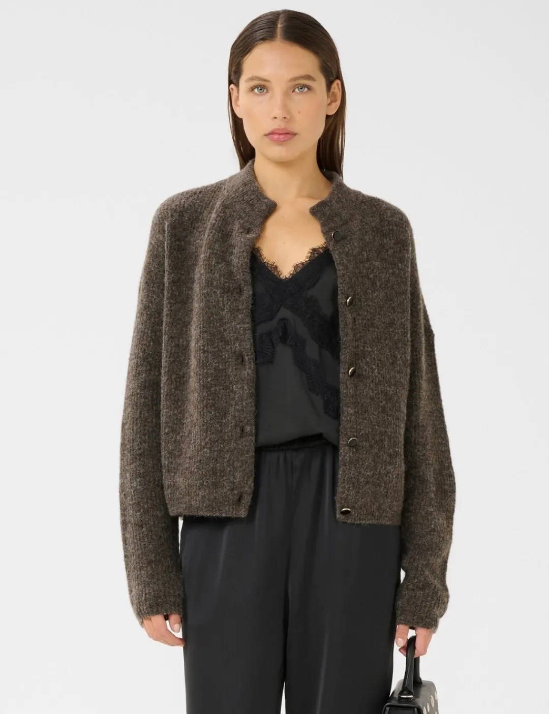 gestuz AlphaGZ Short Cardigan - Mørkebrun Dark Brown Clearance