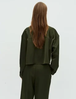 mbym Emele-M Satinskjorte - Mørkegrøn mørkegrøn Outlet