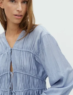 mbym Taneil LS-M Bluse - Blå blue Discount