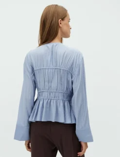 mbym Taneil LS-M Bluse - Blå blue Discount