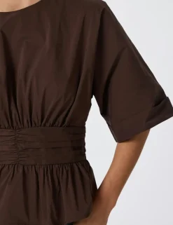 neo noir Annegret Poplin Bluse - Brun brown Outlet