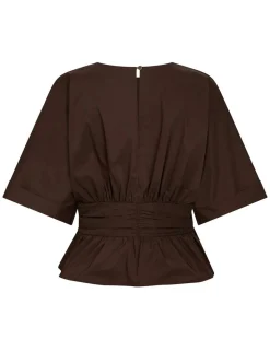 neo noir Annegret Poplin Bluse - Brun brown Outlet