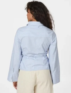 neo noir Clarida Stripe Skjorte - Lyseblå light blue