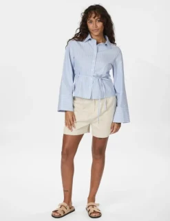 neo noir Clarida Stripe Skjorte - Lyseblå light blue