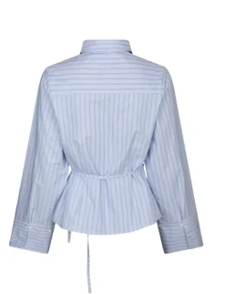 neo noir Clarida Stripe Skjorte - Lyseblå light blue