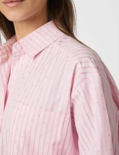 neo noir Dalma Soft Stripe Stone Skjorte - pink Outlet