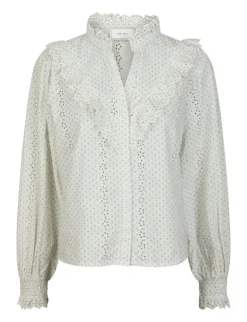 neo noir Degas Embroidery Skjorte - Hvid white Clearance
