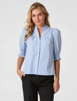 neo noir Diana B Stripe Stone Skjorte - Blå blue Online