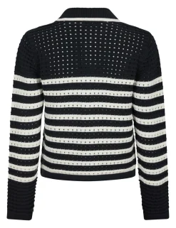 neo noir Effie Knit Cardigan - Stribet striped Best
