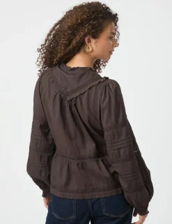 neo noir Elfie Bluse - Mørkebrun Dark Brown Clearance