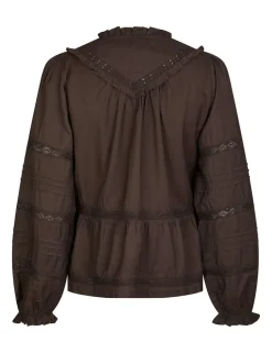 neo noir Elfie Bluse - Mørkebrun Dark Brown Clearance