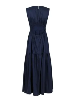 neo noir Eysha Poplin Kjole - Mørkeblå Dark Blue Clearance