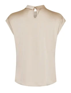 neo noir Fleur Drapy Satin Bluse - Sand beige
