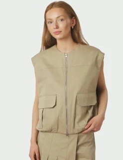neo noir Flo Balloon Twill Vest - Sand beige Online