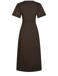 neo noir Ilsie Linen Kjole - Mørkebrun Dark Brown New