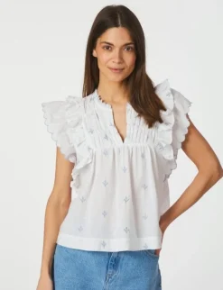 neo noir Jayla Embroidery Top - Hvid white Online