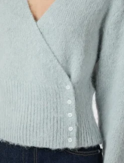 neo noir Kilua Fluffy Wrap Bluse - Lyseblå light blue Online