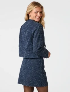 neo noir Manua Denim Structure Blazerjakke - Mørkeblå Dark Blue Discount