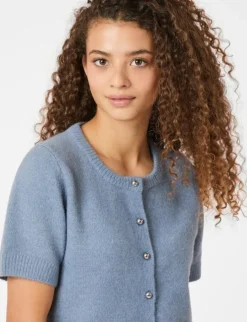 neo noir Mitta Knit Cardigan - Blå blue Clearance