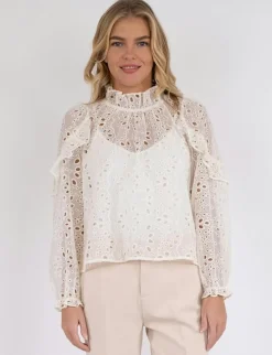 neo noir Nadira Embroidery Bluse - ivory Sale