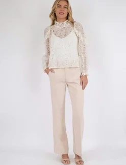 neo noir Nadira Embroidery Bluse - ivory Sale