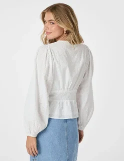 neo noir Neroni Embroidery Bluse - Hvid white New