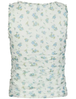 neo noir Nicolla Mesh Botanical Top - Lyseblå light blue Discount