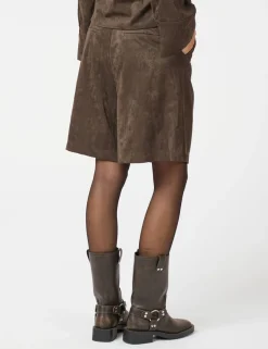 neo noir Nika Faux Suede Bermuda Shorts - Brun brown