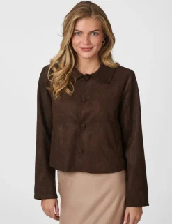 neo noir Nilo Faux Suede Jakke - Mørkebrun Dark Brown Clearance
