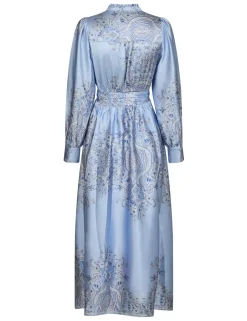 neo noir Nova Paisley Border Kjole - Lyseblå light blue Hot