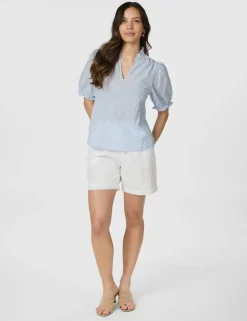 neo noir Odesa Dot Stripe Bluse - Lyseblå light blue Discount