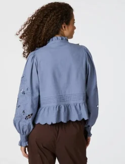 neo noir Petrine Embroidery Skjorte - Blå blue New