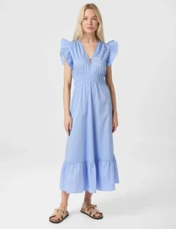 neo noir Pollana Poplin Kjole - Blå blue Online