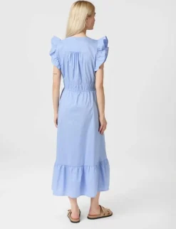 neo noir Pollana Poplin Kjole - Blå blue Online