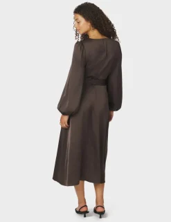neo noir Rimini Heavy Sateen Kjole - Mørkebrun Dark Brown Hot