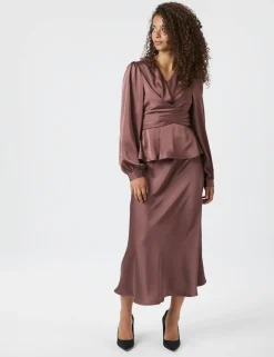 neo noir Rista Heavy Sateen Bluse - Rosa rose Discount