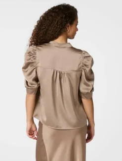 neo noir Roella Heavy Sateen Bluse - Sand beige Outlet