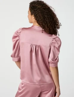 neo noir Roella Heavy Sateen Bluse - Rosa rose