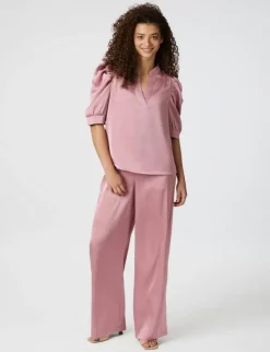 neo noir Roella Heavy Sateen Bluse - Rosa rose