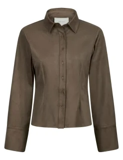 neo noir Rosa Faux Suede Skjorte - Brun brown Best