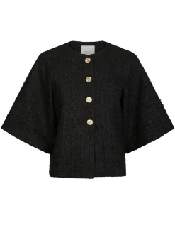 neo noir Rosella Boucle Mini Jakke - Sort black Sale