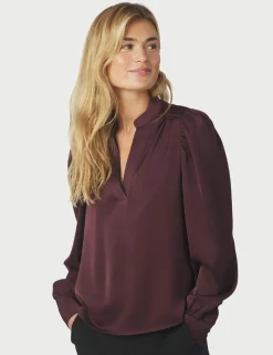 neo noir Rosslyn Heavy Sateen Bluse - bordeaux Outlet